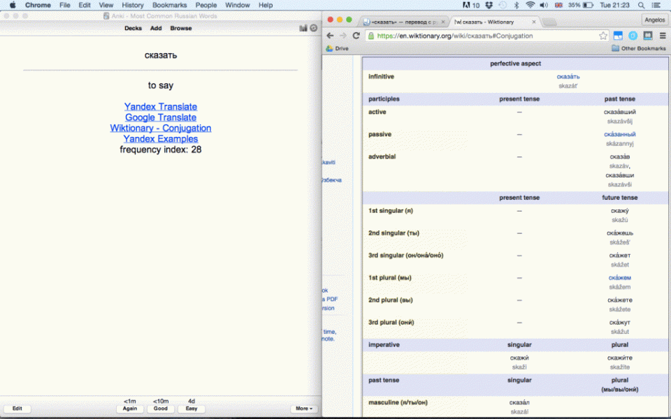 Optimal Setup Anki Chrome Browser Most common Russian Words