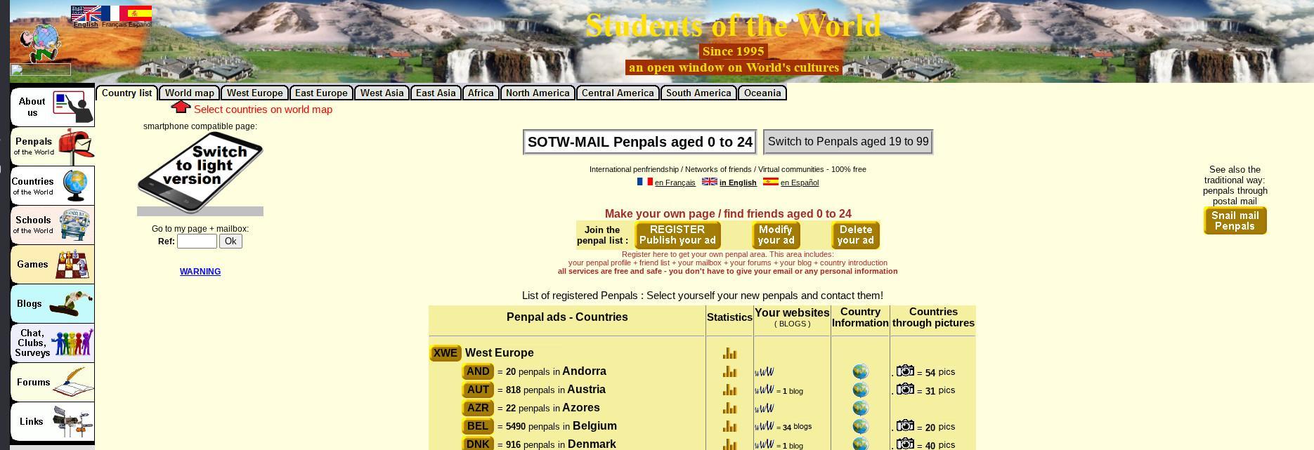 Главная страница сайта Студентов Мира